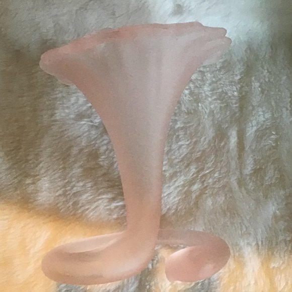 Art Nouveau Frosted Pink Art Glass Trumpet Vase - Picture 7 of 12